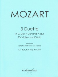 VV 101 &bull; MOZART - Drei Duette, für Violine und Bratsche