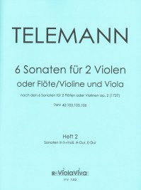 VV 152 &bull; TELEMANN - 6 Sonaten, Heft 2: Va1, Va2, Fl1, Fl2